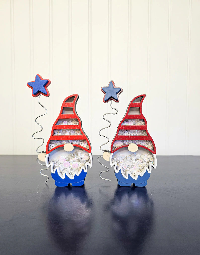Summer 4th of July Gnome Mini Sprinkle Shaker Signs