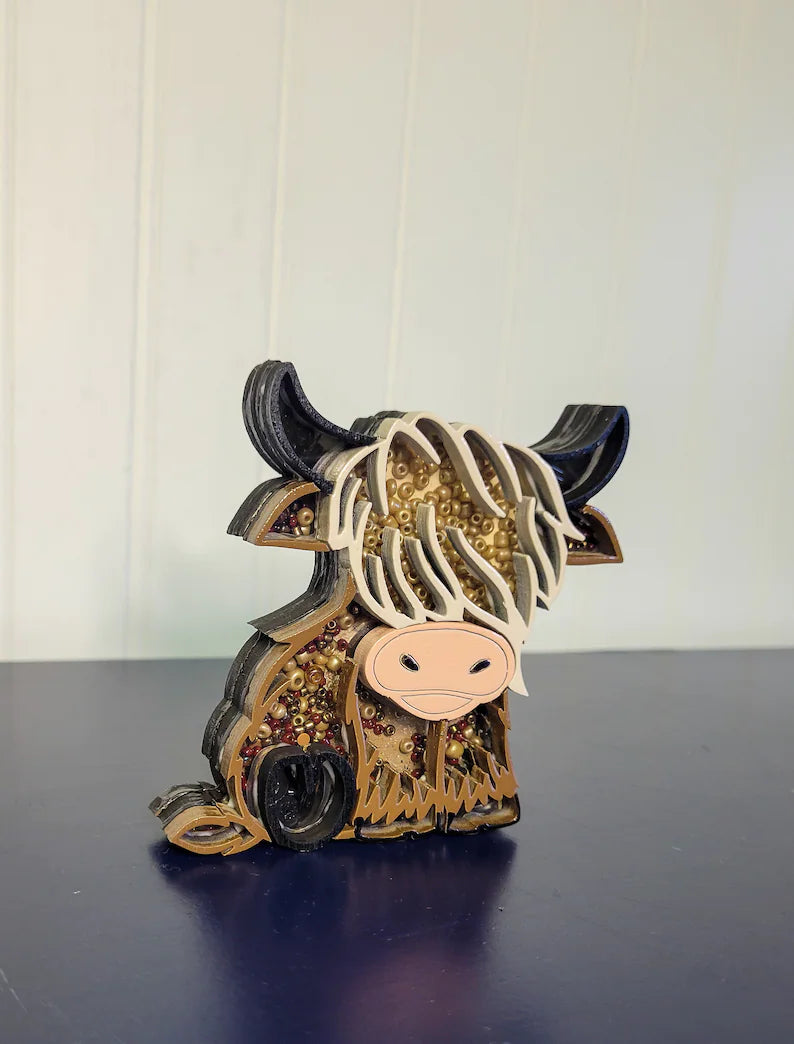 Highland Cow Mini Sprinkle Shaker Signs Decor