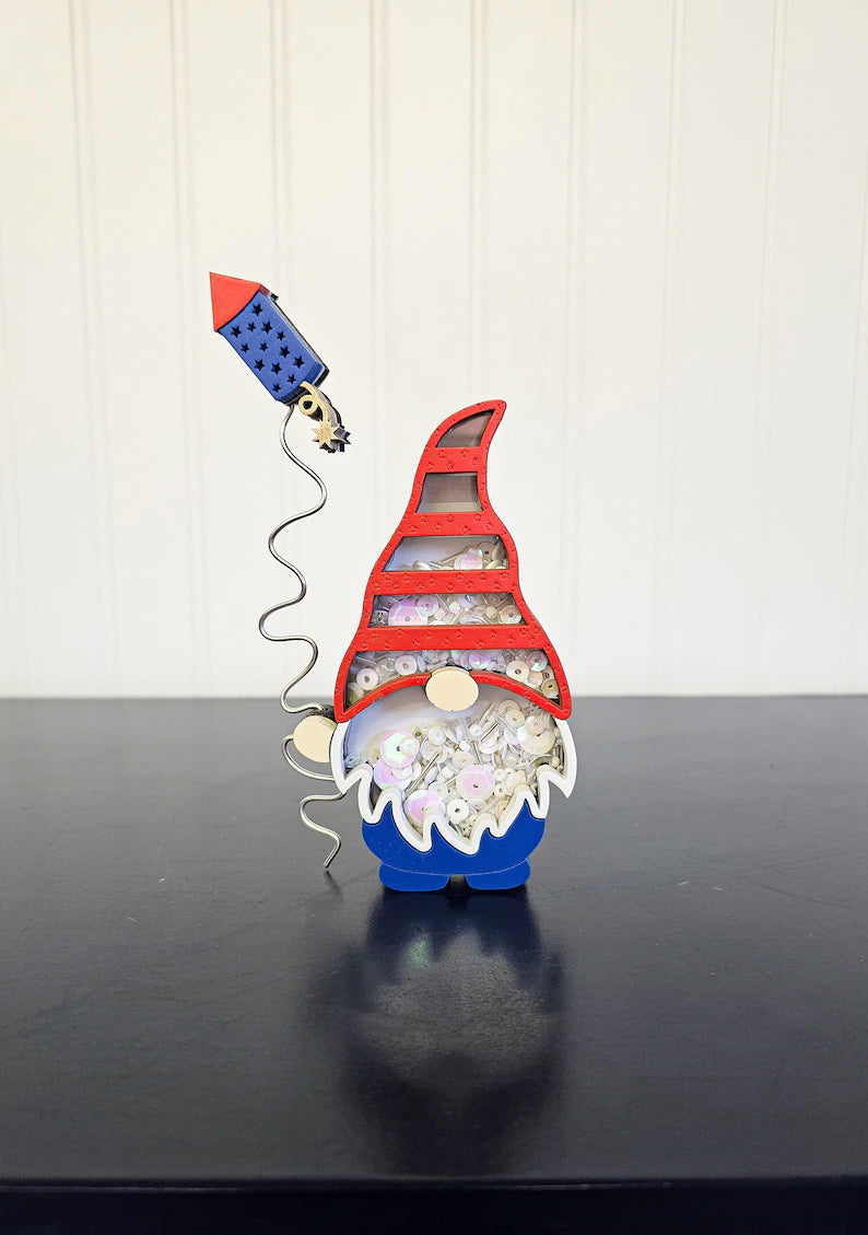 Summer 4th of July Gnome Mini Sprinkle Shaker Signs