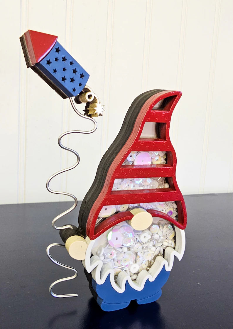 Summer 4th of July Gnome Mini Sprinkle Shaker Signs