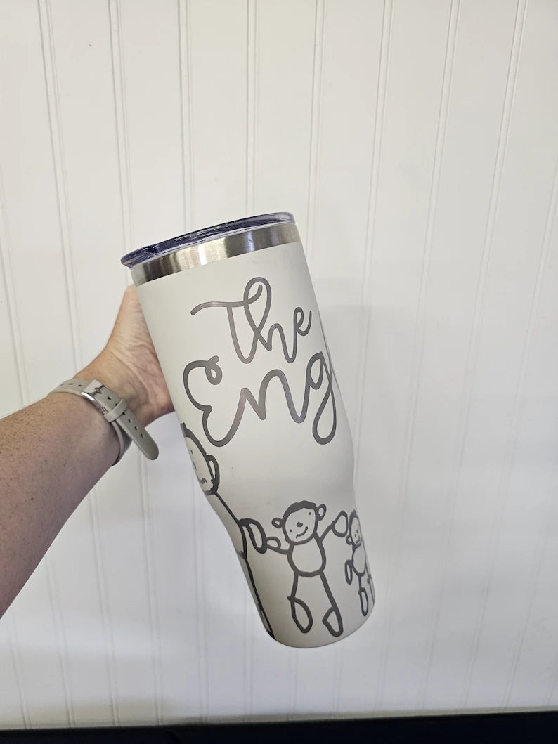 40 oz Tumbler Engraved Customizable Hand Drawn