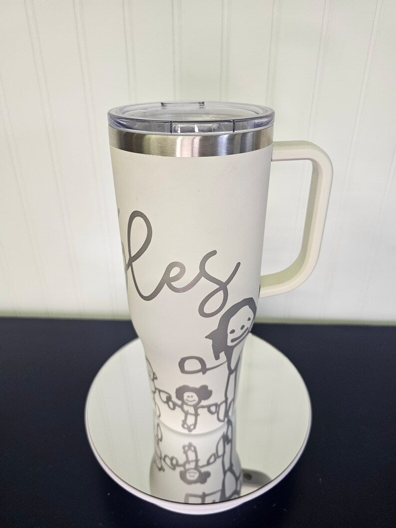 40 oz Tumbler Engraved Customizable Hand Drawn