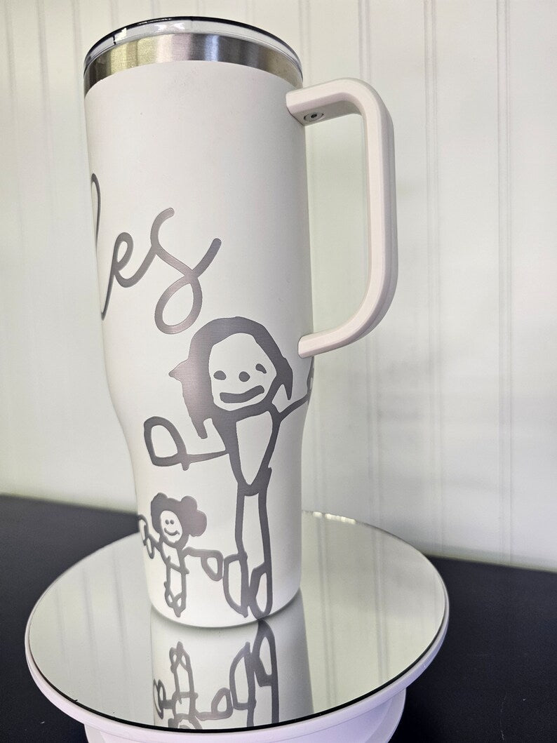 40 oz Tumbler Engraved Customizable Hand Drawn