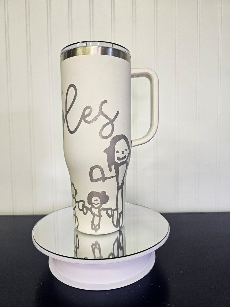 40 oz Tumbler Engraved Customizable Hand Drawn