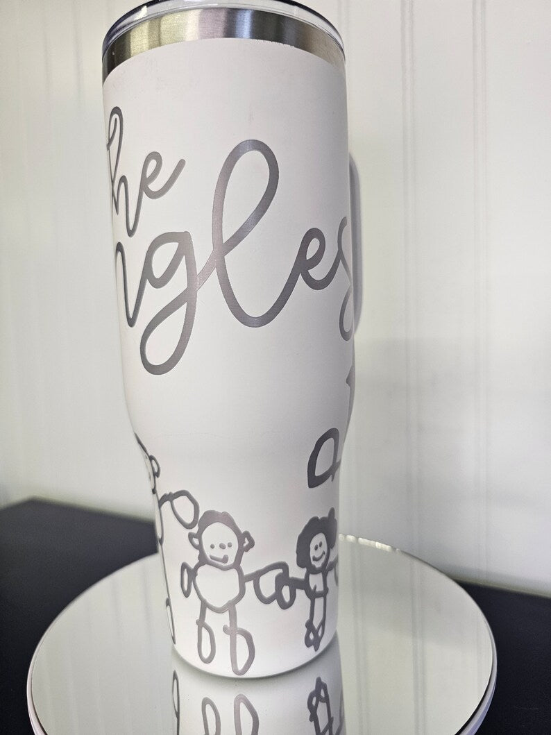 40 oz Tumbler Engraved Customizable Hand Drawn