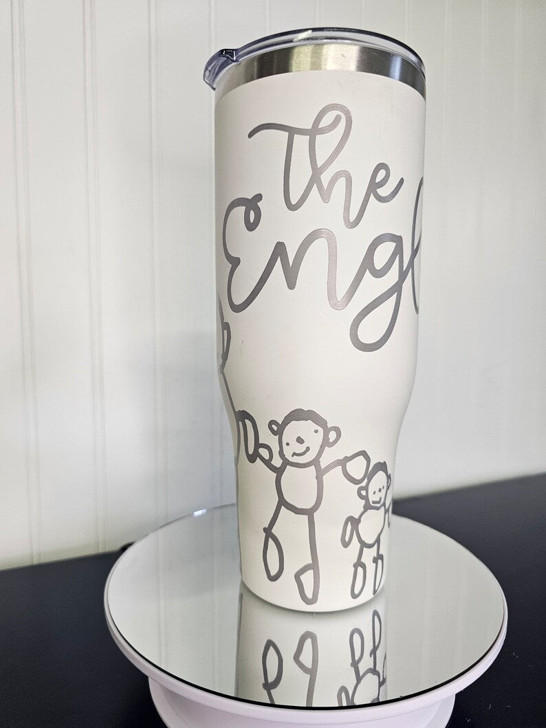 40 oz Tumbler Engraved Customizable Hand Drawn