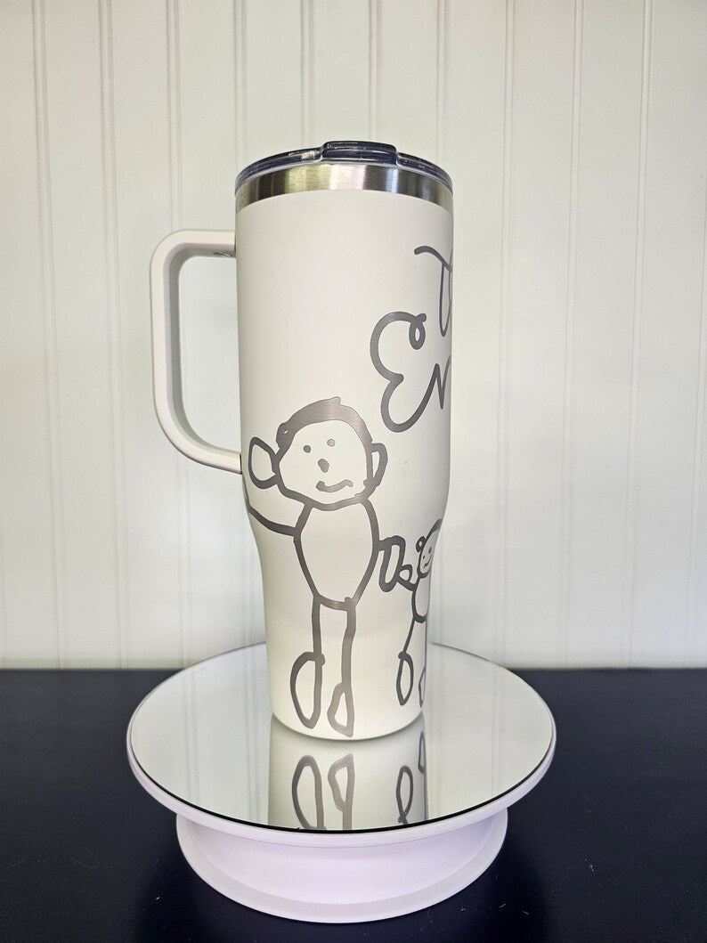 40 oz Tumbler Engraved Customizable Hand Drawn