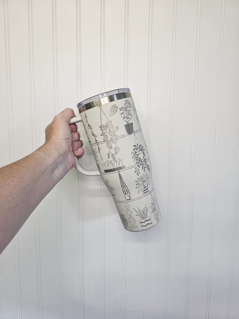 40 oz Tumbler Plants Engraved Full Wrap