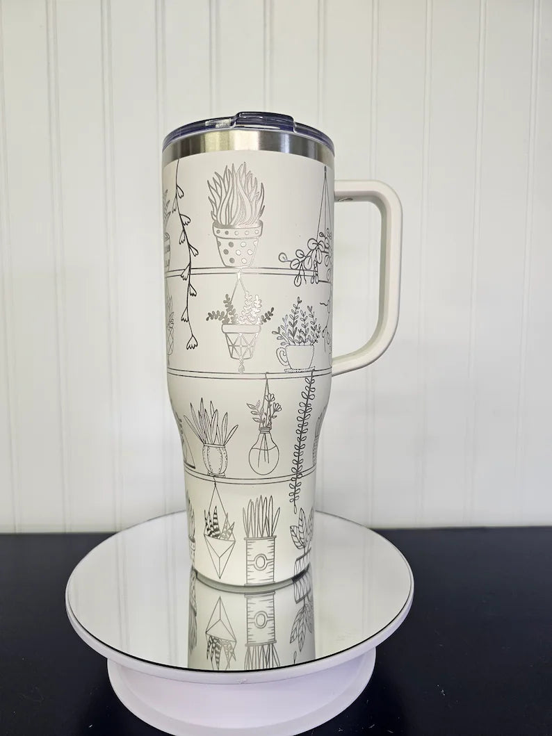 40 oz Tumbler Plants Engraved Full Wrap