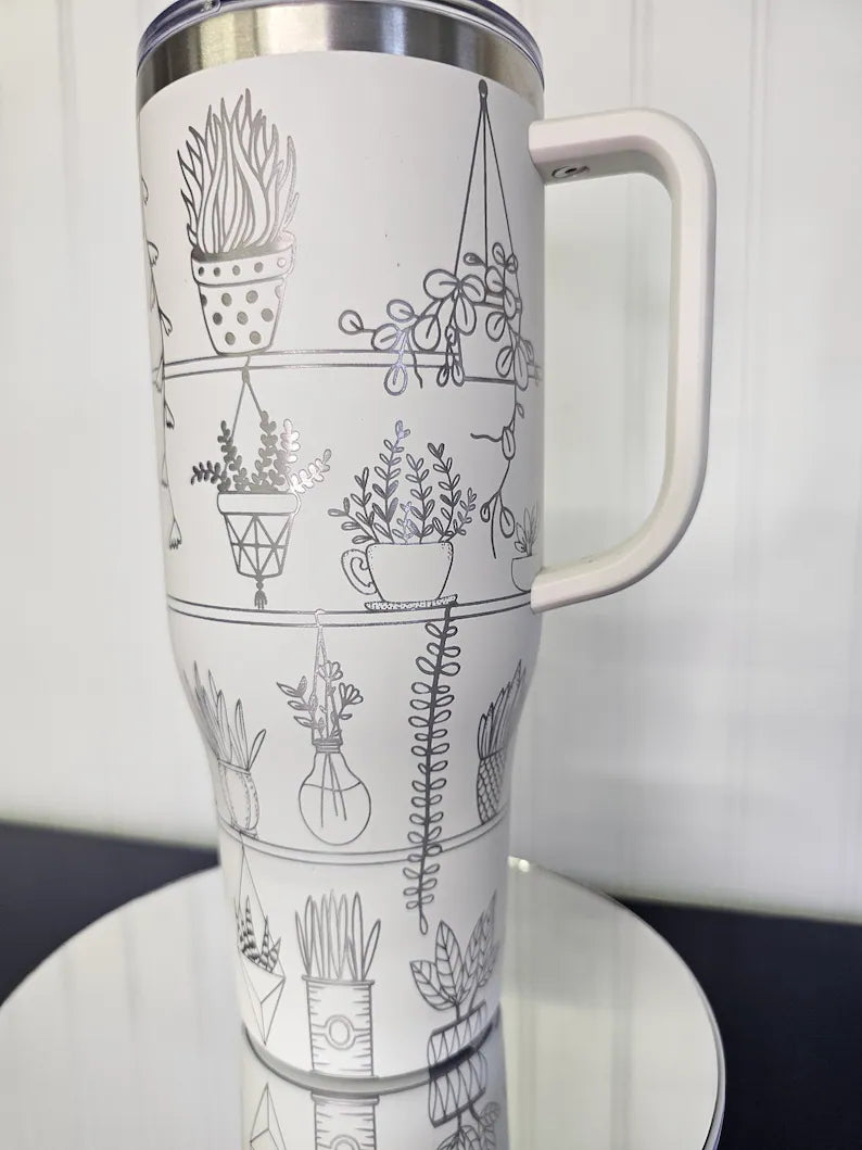 40 oz Tumbler Plants Engraved Full Wrap