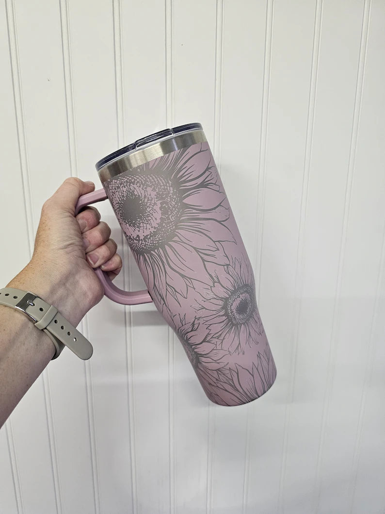 40 oz Tumbler Sunflower Engraved Full Wrap