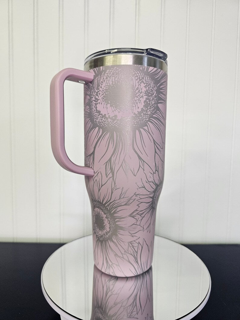 40 oz Tumbler Sunflower Engraved Full Wrap