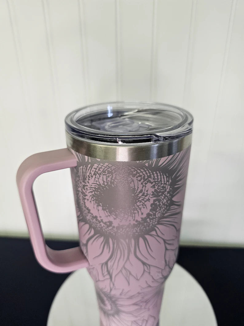 40 oz Tumbler Sunflower Engraved Full Wrap