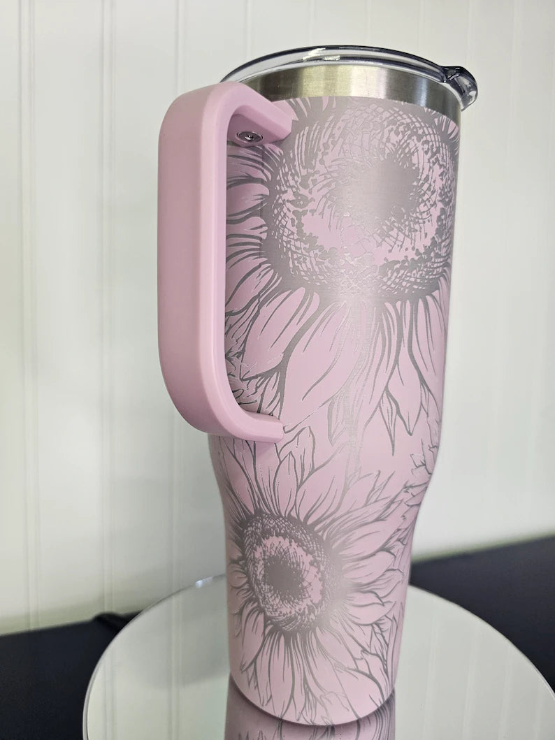 40 oz Tumbler Sunflower Engraved Full Wrap