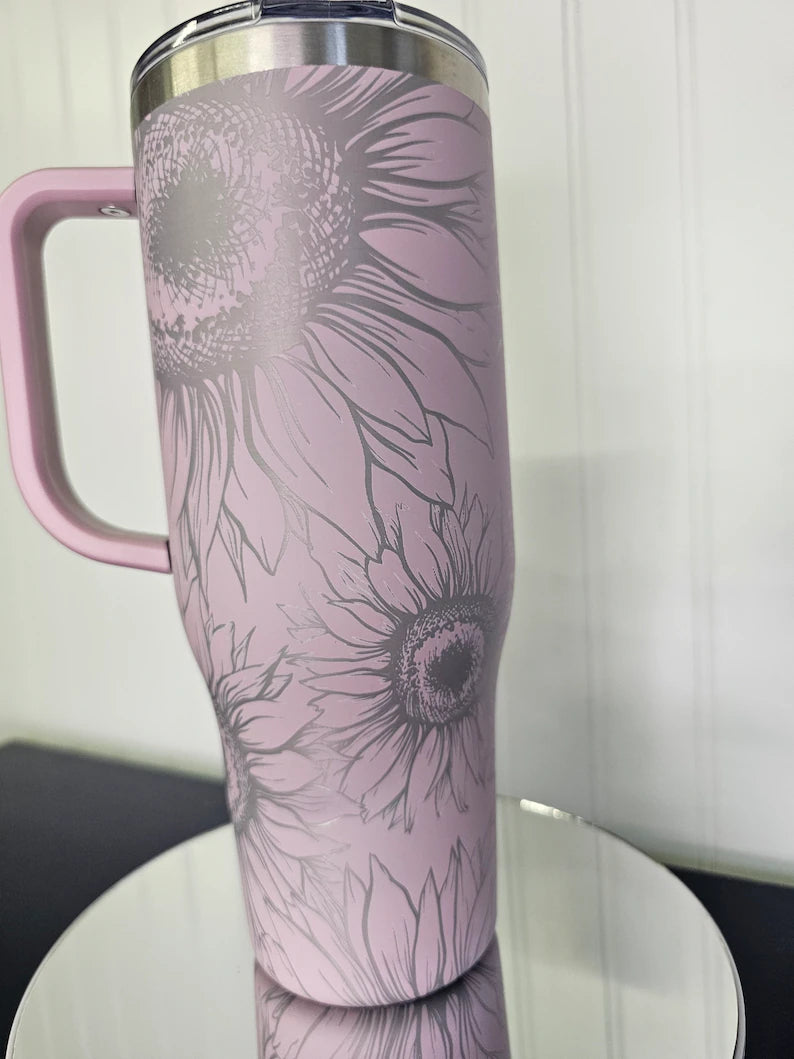 40 oz Tumbler Sunflower Engraved Full Wrap