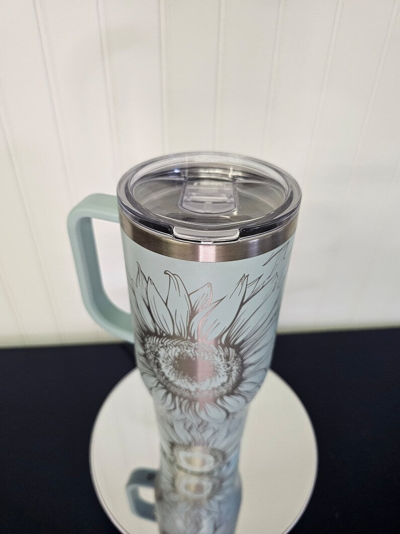 40 oz Tumbler Sunflower Engraved Full Wrap