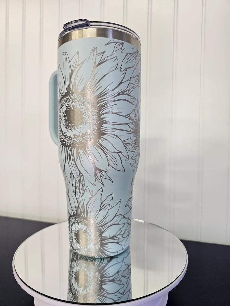 40 oz Tumbler Sunflower Engraved Full Wrap