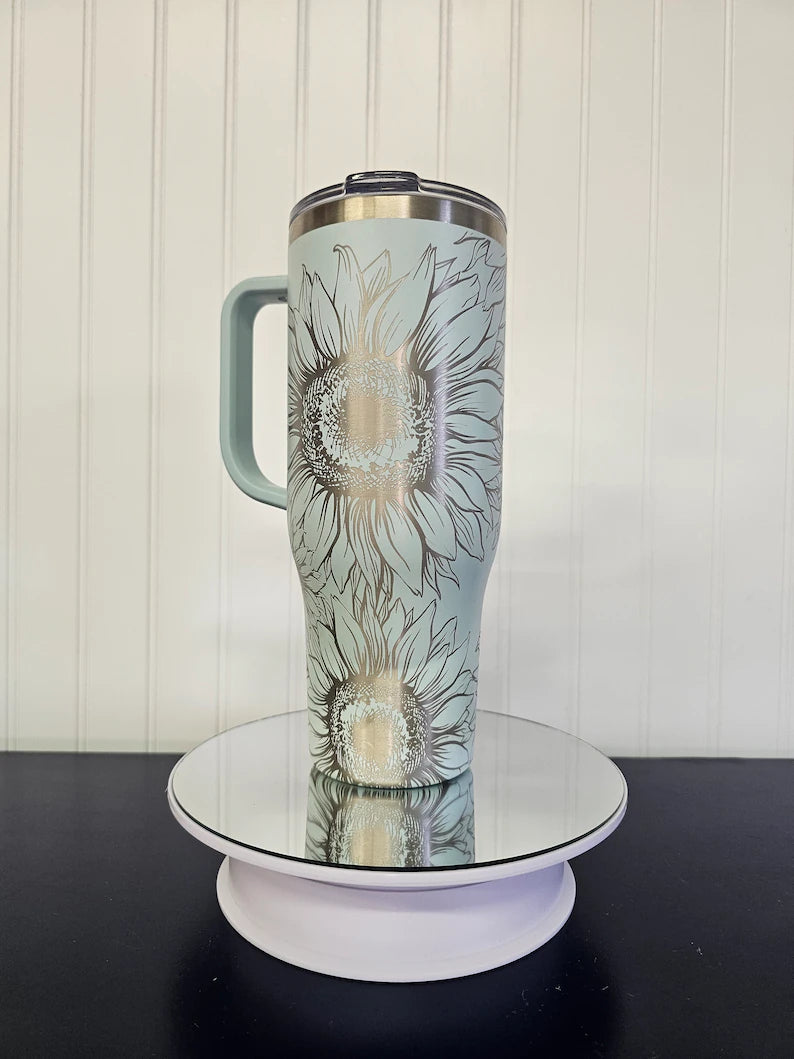 40 oz Tumbler Sunflower Engraved Full Wrap