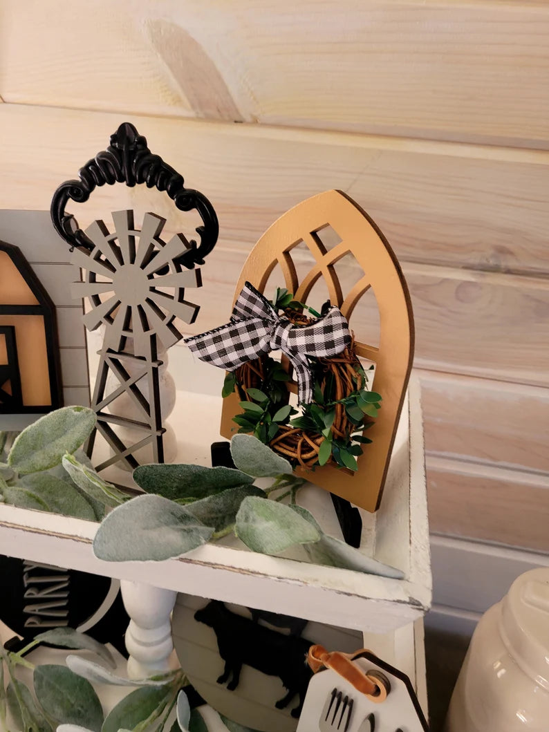 Farmhouse Tiered Tray Wood Signs (decor, tray and props not included)