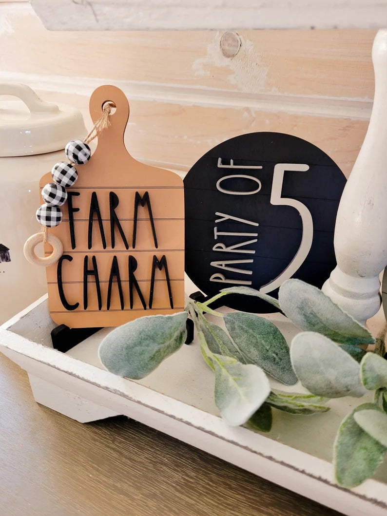 Farmhouse Tiered Tray Wood Signs (decor, tray and props not included)