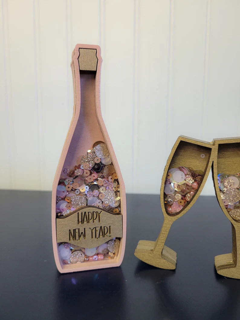 New Year's Eve NYE Champagne Mini Sprinkle Shaker Signs