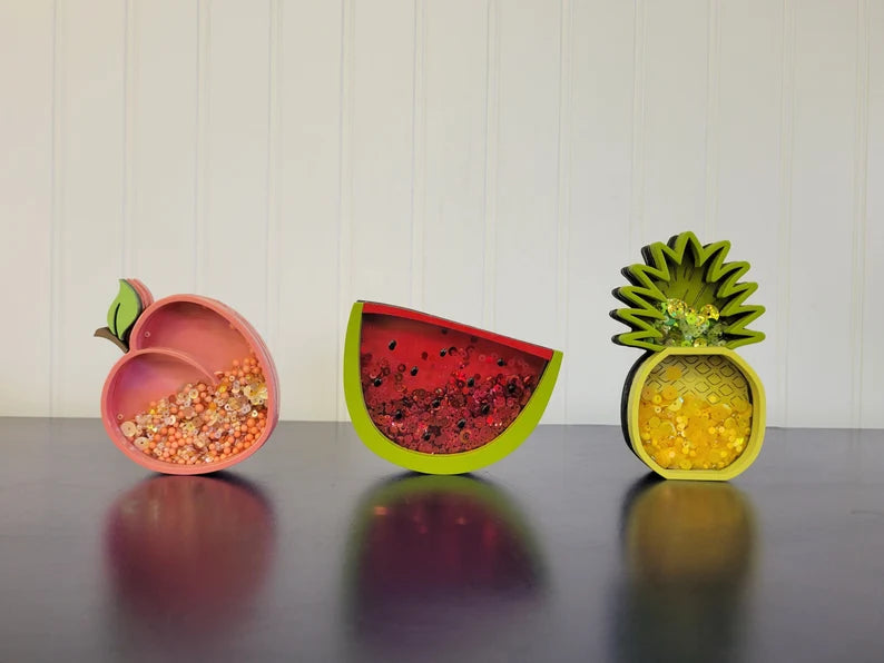 Fruit Apple Lemon Lime Orange Grapes Peach Cherry Pear Strawberry Watermelon Pineapple Mini Sprinkle Shaker Sign