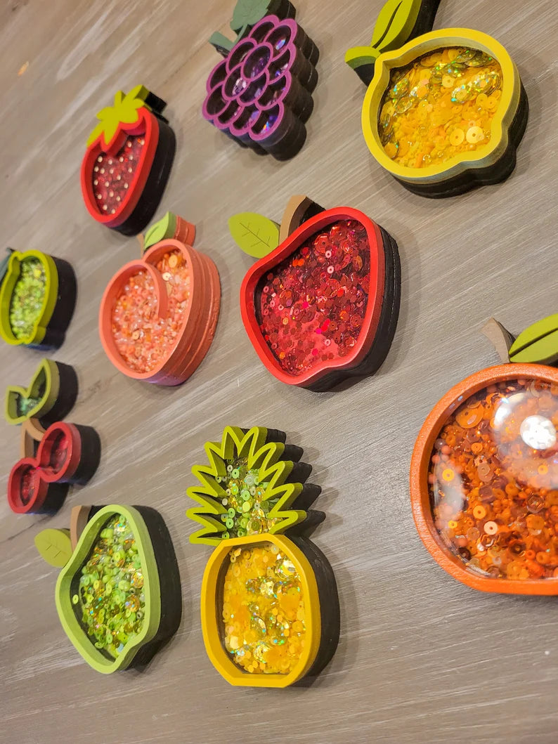 Fruit Apple Lemon Lime Orange Grapes Peach Cherry Pear Strawberry Watermelon Pineapple Mini Sprinkle Shaker Sign