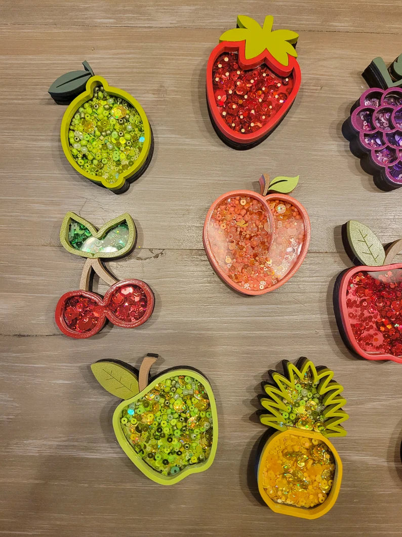 Fruit Apple Lemon Lime Orange Grapes Peach Cherry Pear Strawberry Watermelon Pineapple Mini Sprinkle Shaker Sign
