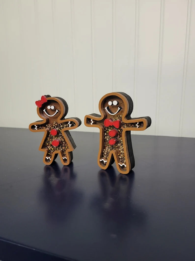 Christmas Gingerbread Man Woman People Mini Sprinkle Shaker Sign