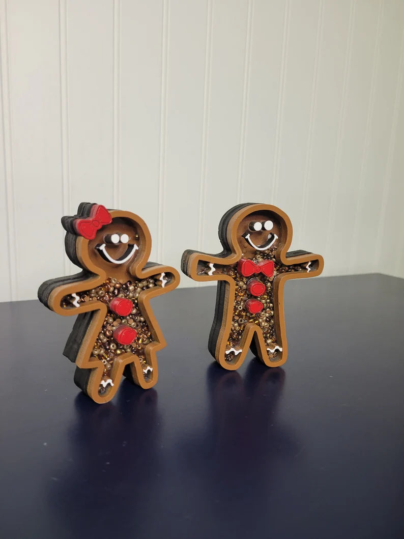 Christmas Gingerbread Man Woman People Mini Sprinkle Shaker Sign