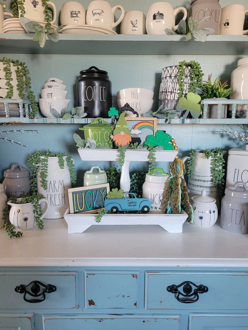 Saint Patrick's St. Patty's Day Tiered Tray Wood Sign Set Bundle-Six pieces in FULL SET PURCHASE (decor, tray and props not included)