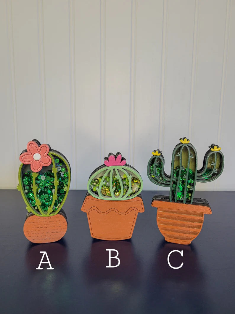 Succulent Plant Cactus Mini Sprinkle Shaker Sign