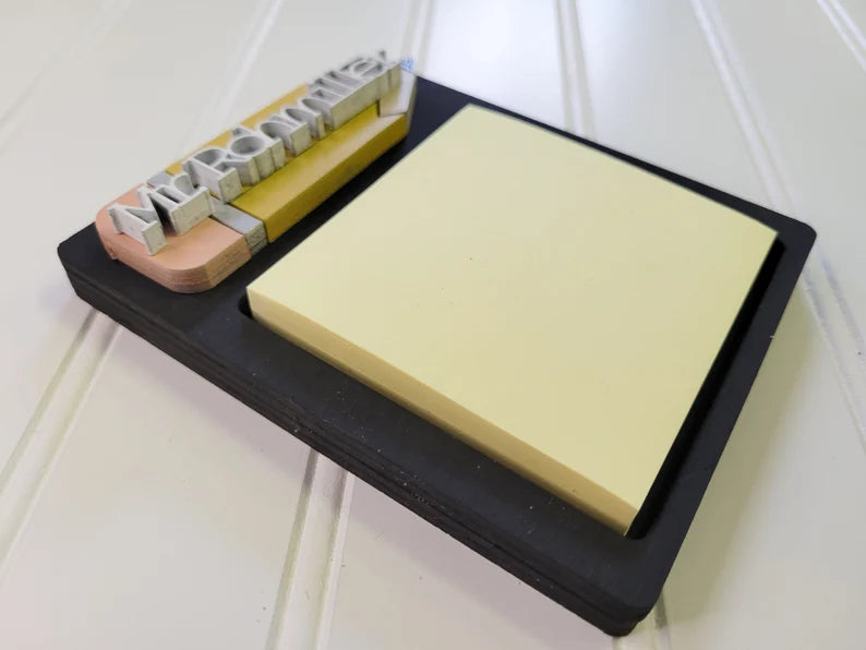 Teacher Gift Custom Name Post It Note Holder with Post-it-notes included