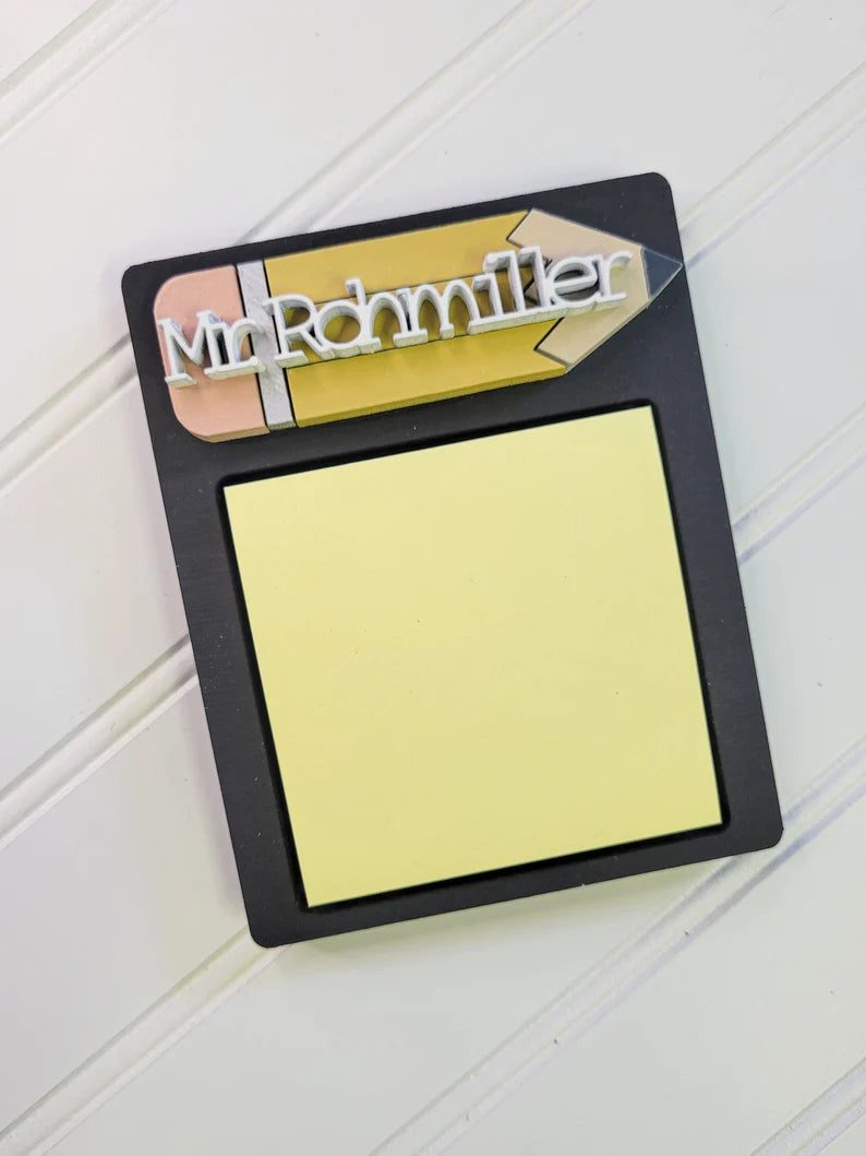 Teacher Gift Custom Name Post It Note Holder with Post-it-notes included