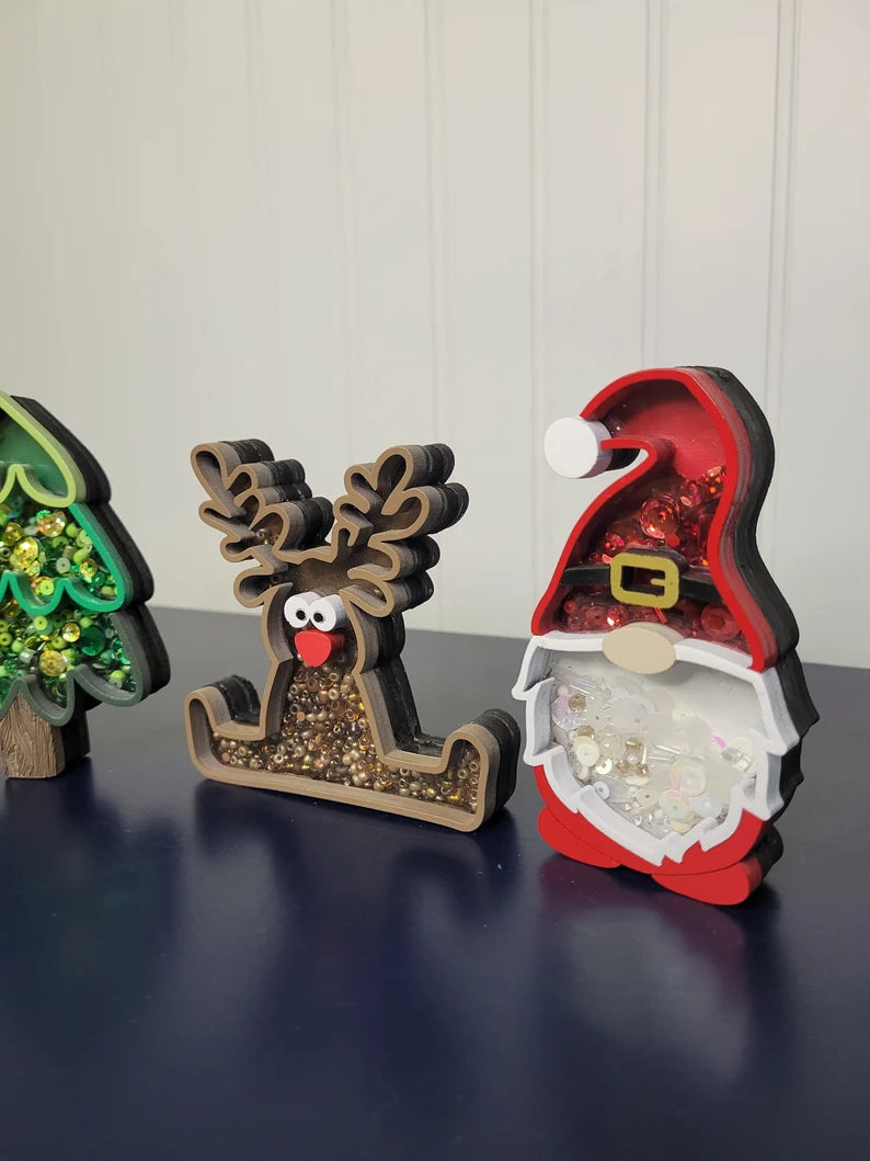 Christmas Santa Gnome Tree Reindeer Mini Sprinkle Shaker Sign