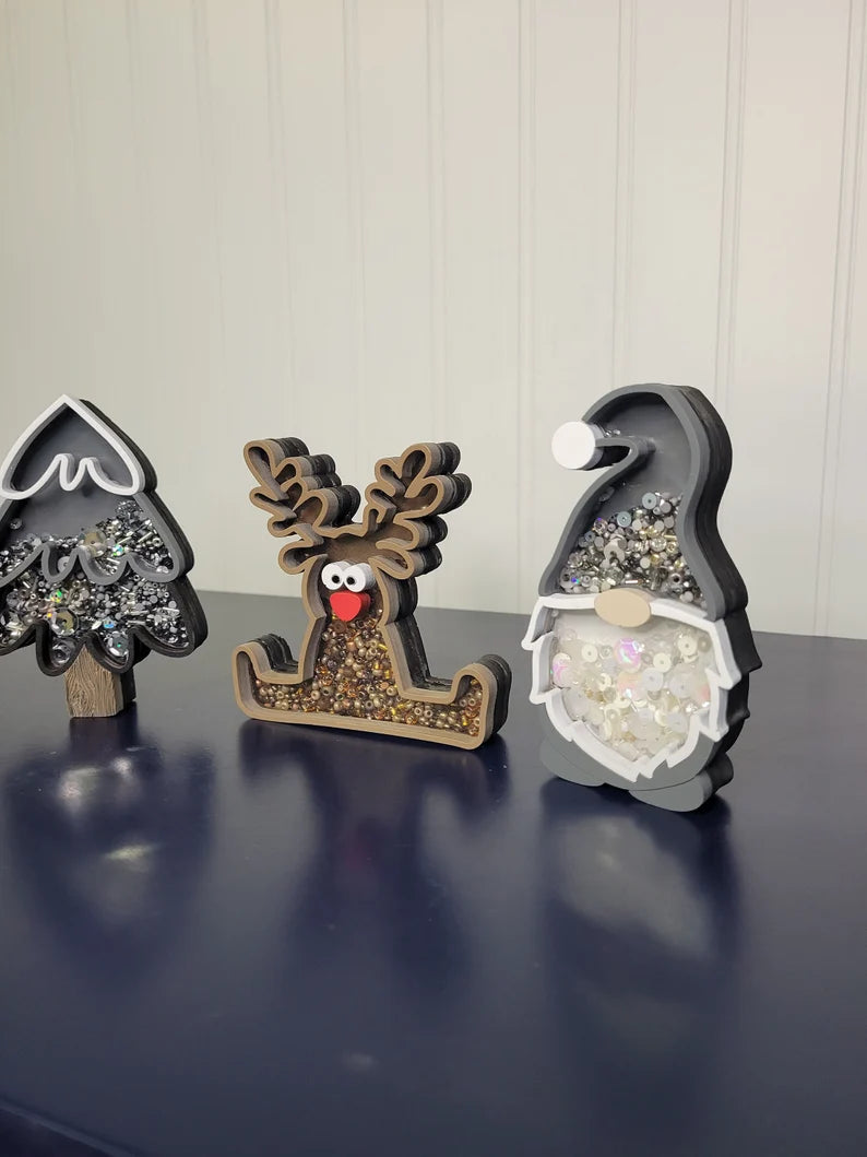 Christmas Santa Gnome Tree Reindeer Mini Sprinkle Shaker Sign