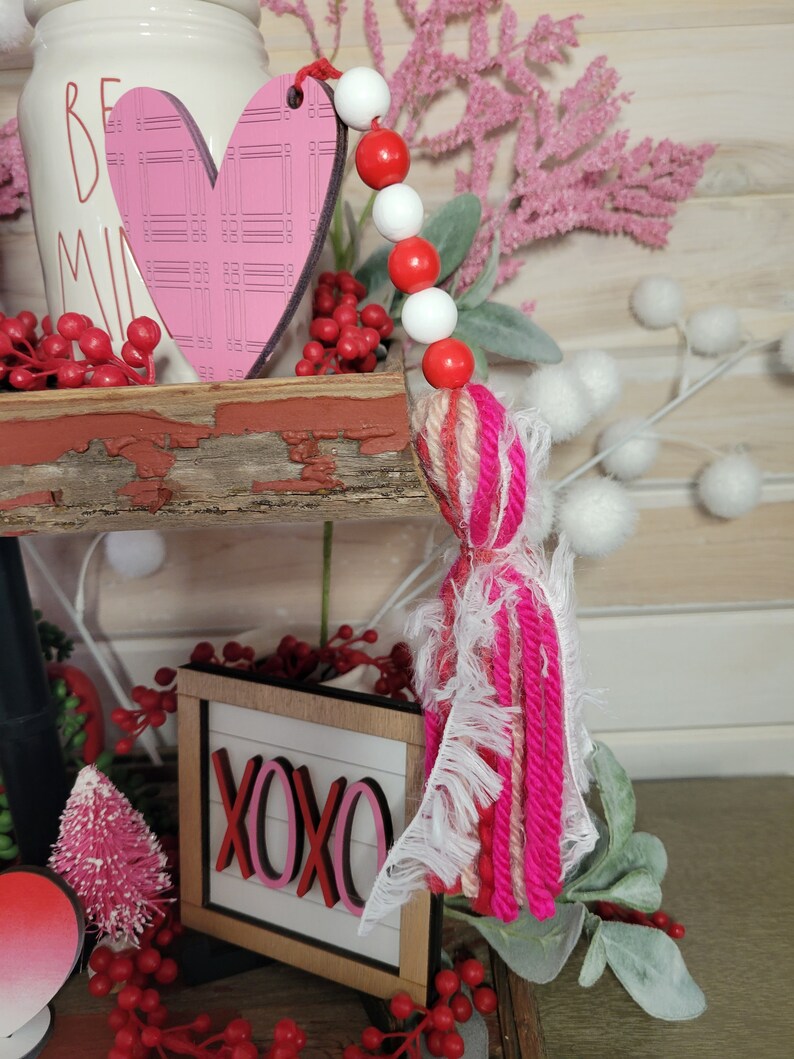 Valentine's Day Winter Tiered Tray Wood Sign Set Bundle-Six pieces in FULL SET PURCHASE (decor, tray and props not included)