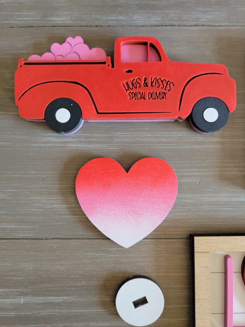 Valentine's Day Winter Tiered Tray Wood Sign Set Bundle-Six pieces in FULL SET PURCHASE (decor, tray and props not included)