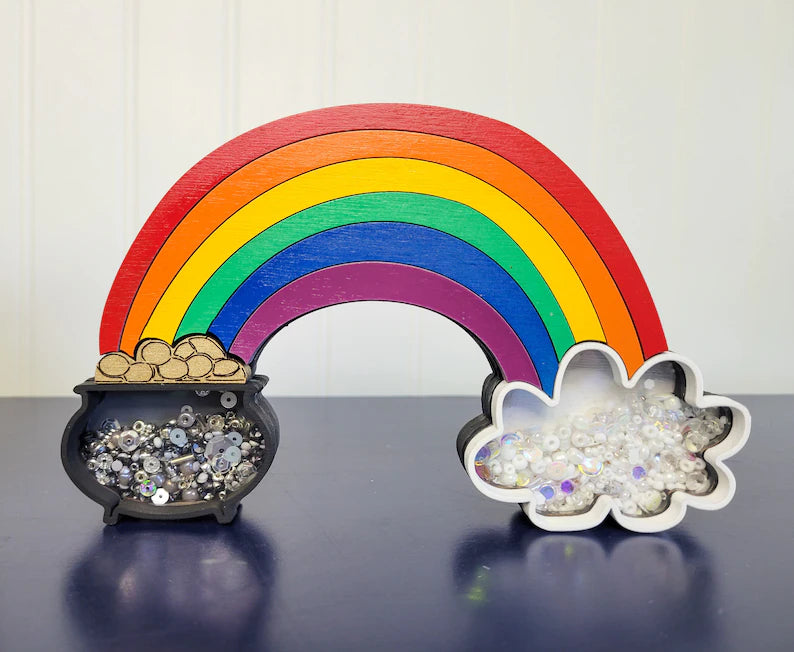Saint Patrick's Day Leprechaun Gnome and/or Rainbow Pot of Gold Mini Sprinkle Shaker Signs