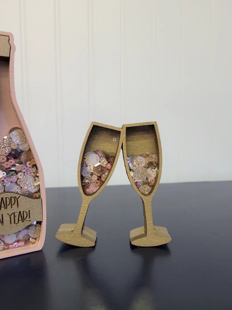 New Year's Eve NYE Champagne Mini Sprinkle Shaker Signs