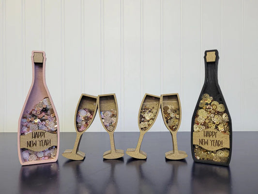 New Year's Eve NYE Champagne Mini Sprinkle Shaker Signs