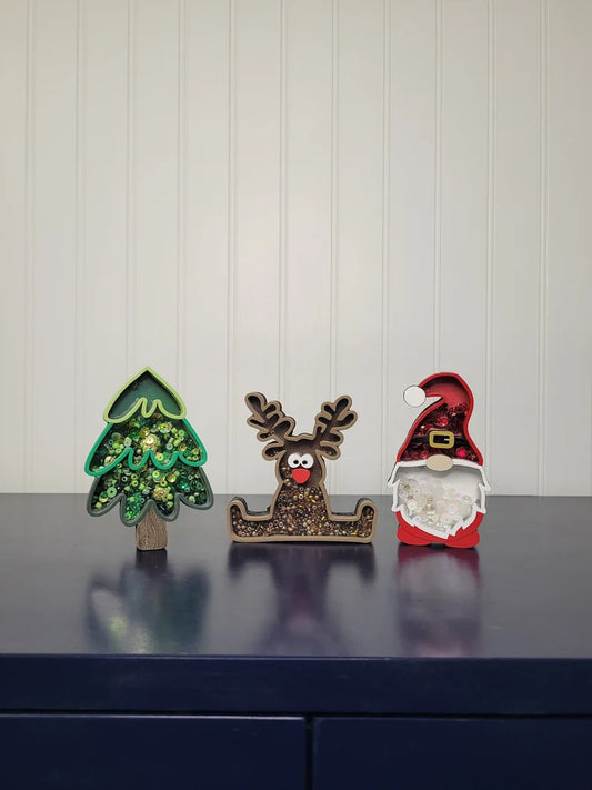 Christmas Santa Gnome Tree Reindeer Mini Sprinkle Shaker Sign