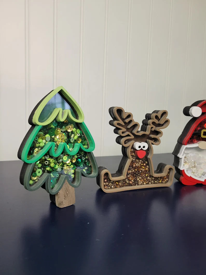 Christmas Santa Gnome Tree Reindeer Mini Sprinkle Shaker Sign